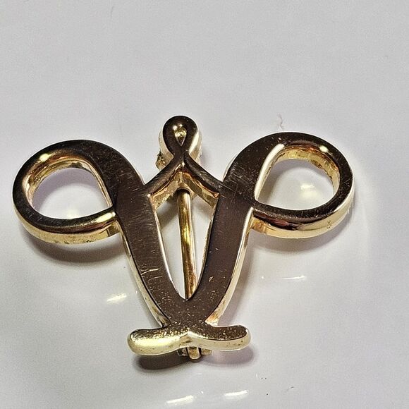 Vintage Avon Lady Award Gold Tone Initial Letter "A" Classic Pin Brooch - Picture 8 of 10